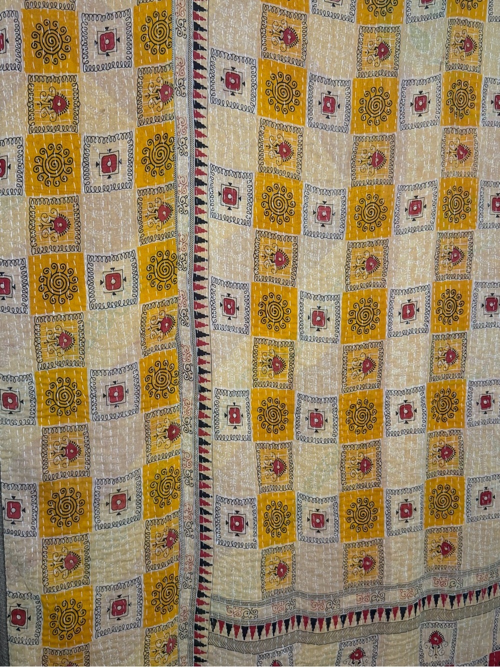 Handmade Vintage Kantha Quilt Indian Sari Twin Blanket Throw 52x80 - Picture 13 of 13